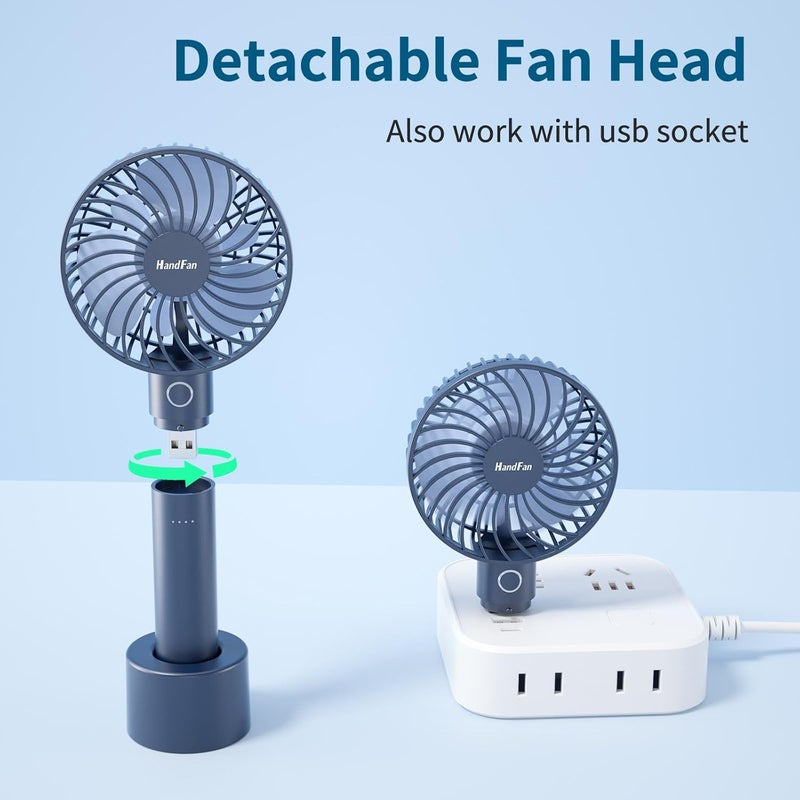 HandFan Portable Handheld Fan, Small Personal Hand Fan, Electric Mini Cooling Fans, USB Rechargeable Desk Fans for Travel Beach Makeup Office Disney, Gifts for Women(Royal Blue) - Image 3